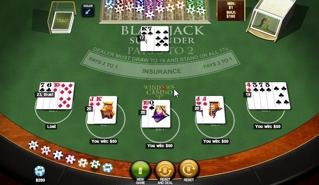 Blackjack surrender casino game