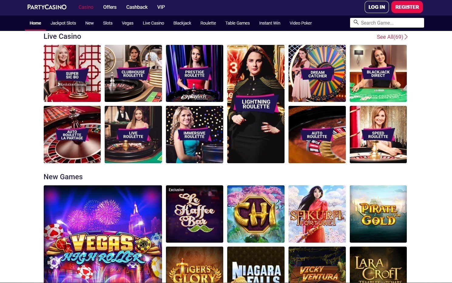 Party Casino jackpot slots